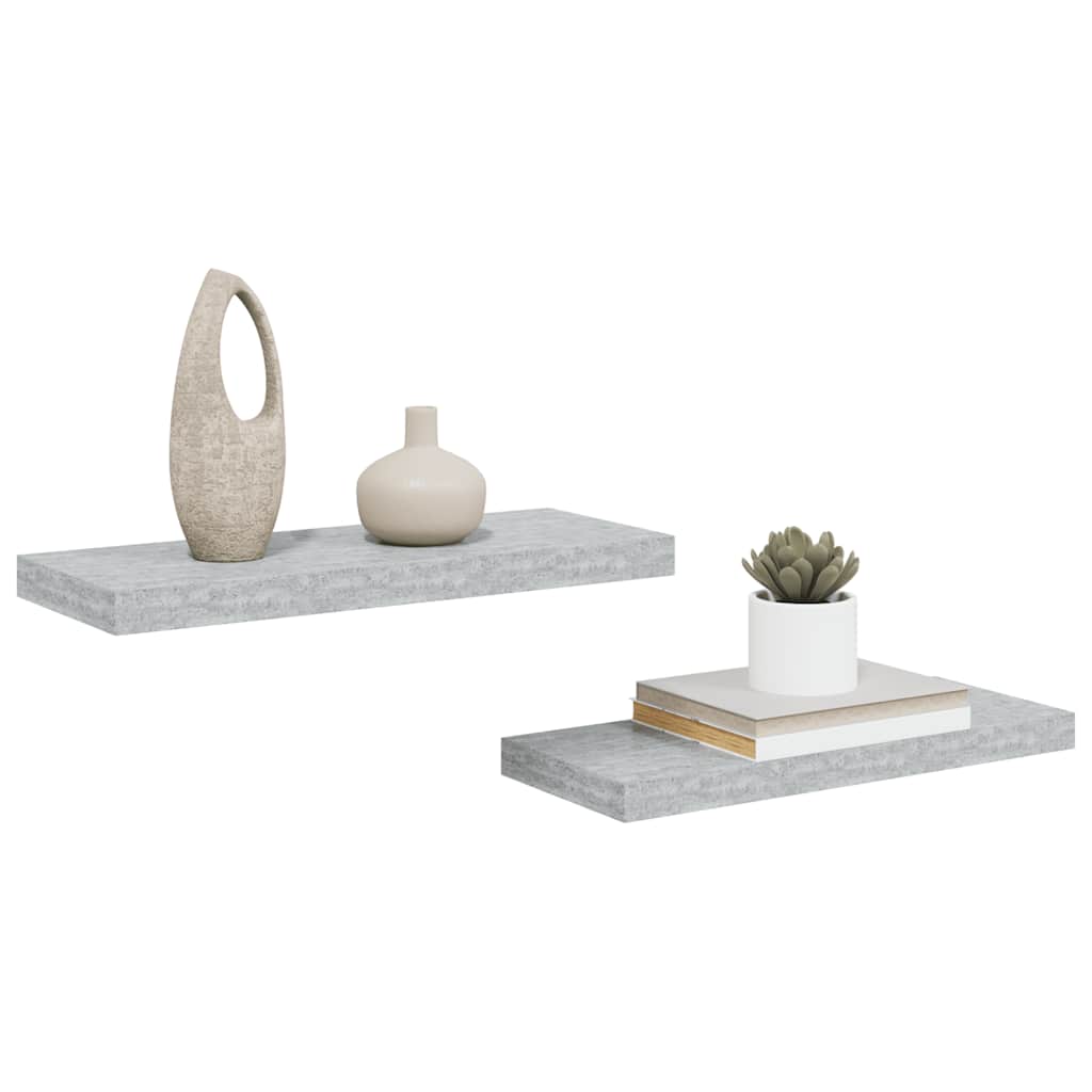 Schweberegale 2 Stk. Betongrau 60x23,5x3,8 cm MDF