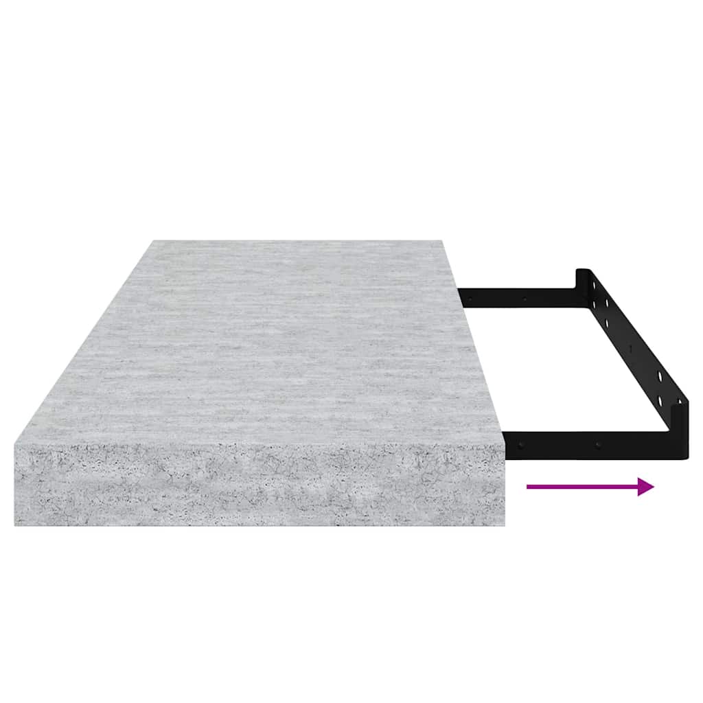 Schweberegale 2 Stk. Betongrau 60x23,5x3,8 cm MDF