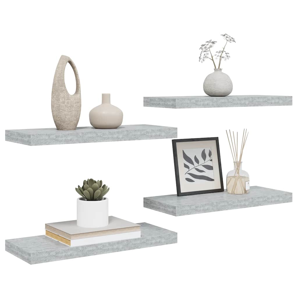 Schweberegale 4 Stk. Betongrau 60x23,5x3,8 cm MDF