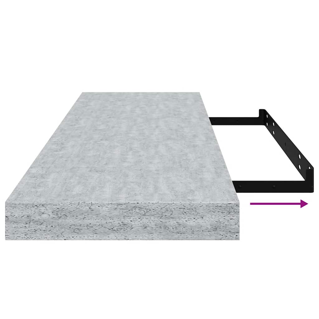 Schweberegal Betongrau 80x23,5x3,8 cm MDF