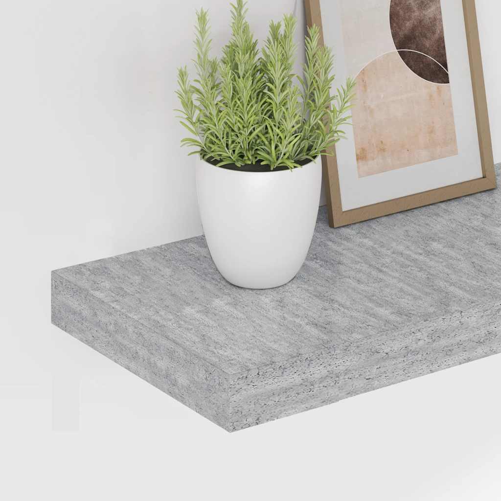 Schweberegale 2 Stk. Betongrau 80x23,5x3,8 cm MDF