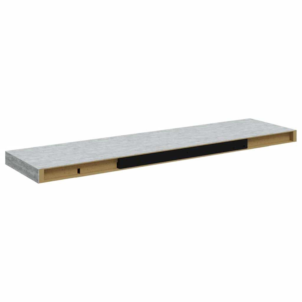 Schweberegale 2 Stk. Betongrau 90x23,5x3,8 cm MDF