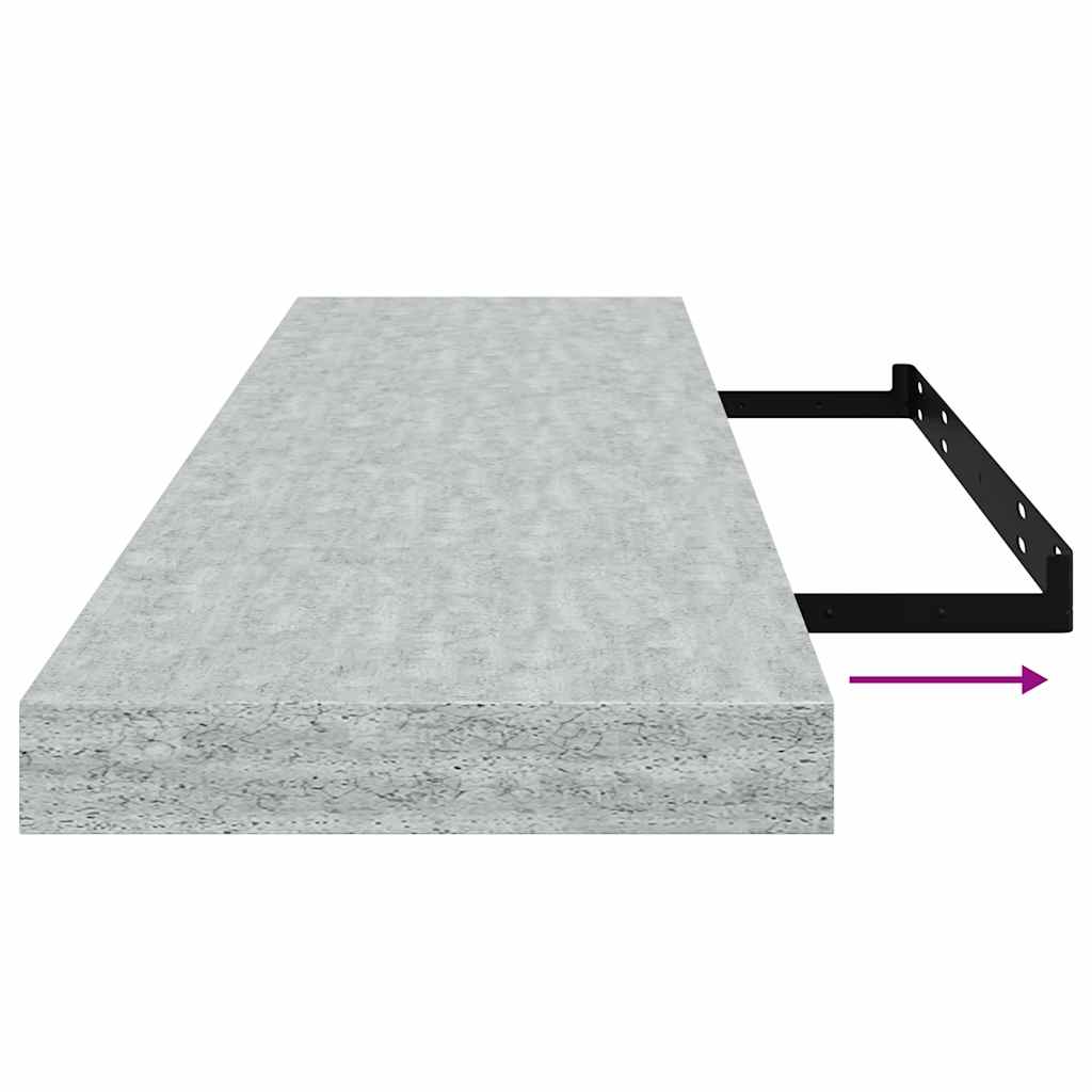 Schweberegale 2 Stk. Betongrau 90x23,5x3,8 cm MDF