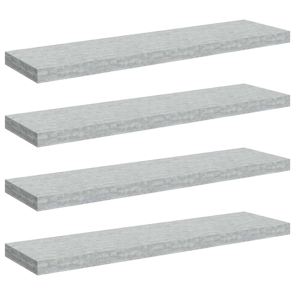 Schweberegale 4 Stk. Betongrau 90x23,5x3,8 cm MDF