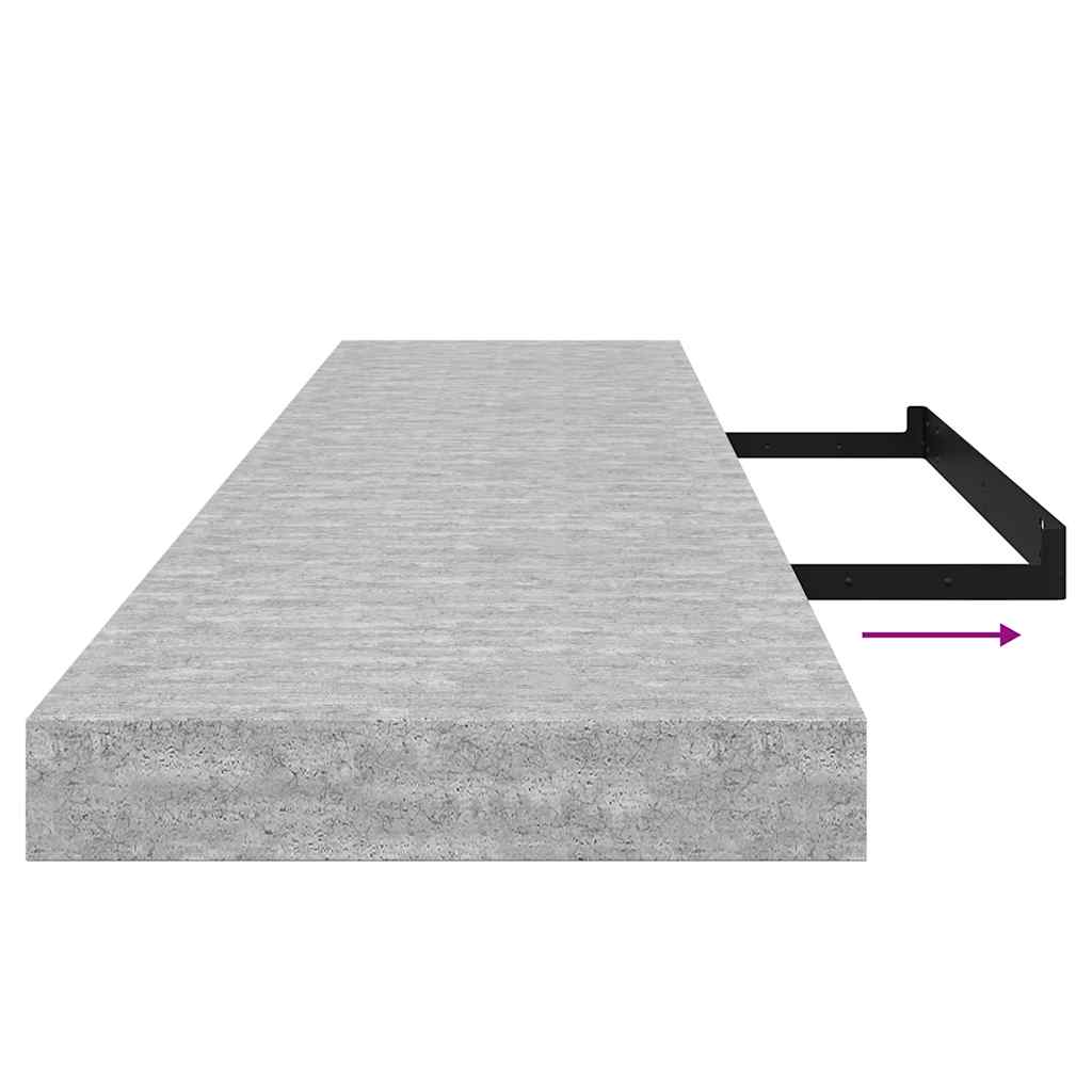 Schweberegale 2 Stk. Betongrau 120x23,5x3,8 cm MDF