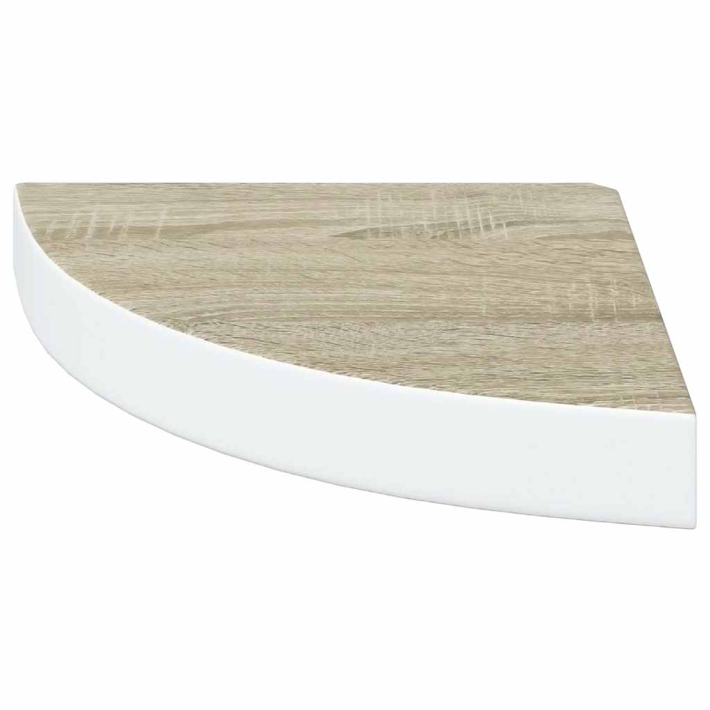 Eck-Schweberegal Eichen-Optik und Weiß 25x25x3,8 cm MDF