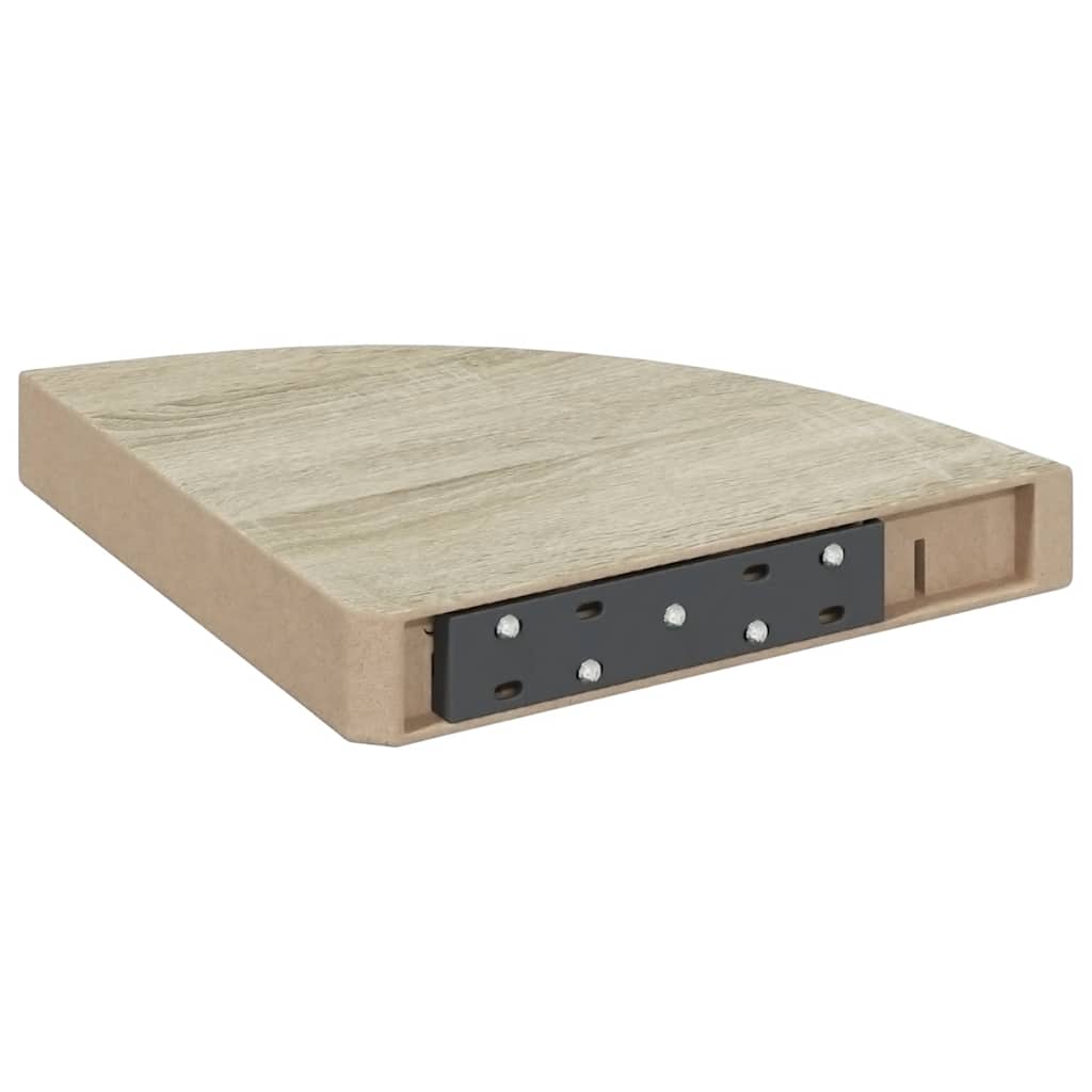 Eck-Schweberegal Eichen-Optik und Weiß 25x25x3,8 cm MDF