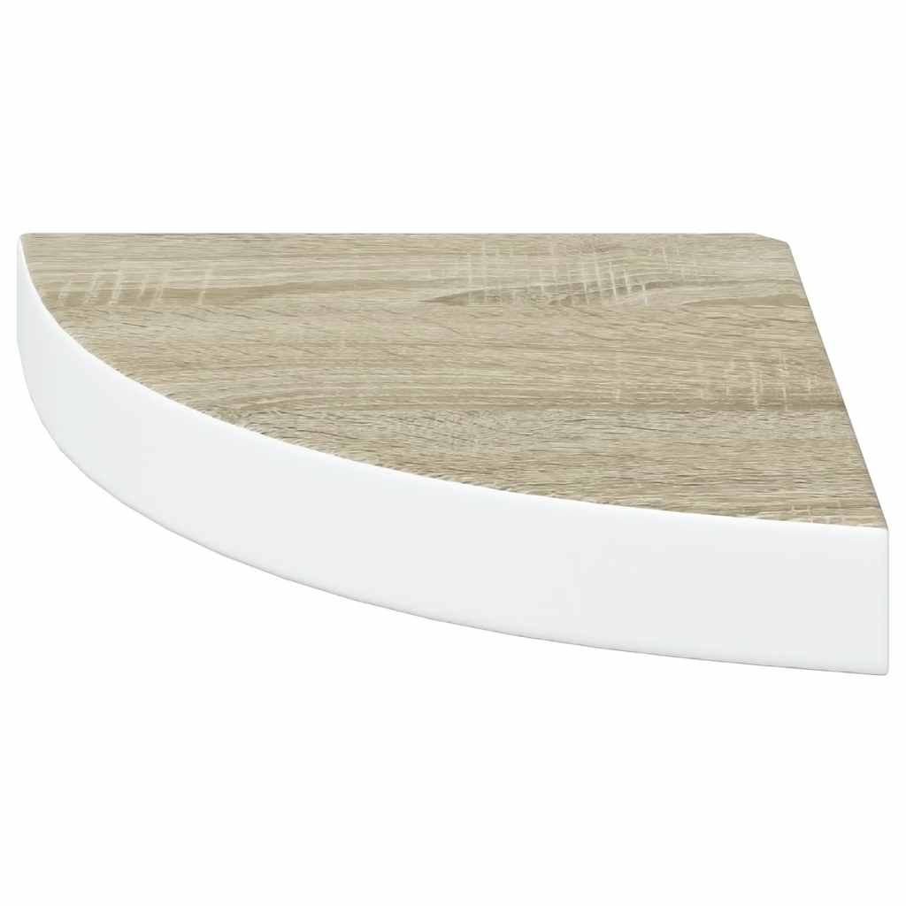 Eck-Wandregal 2 Stk. Eiche und Weiß 25x25x3,8 cm MDF