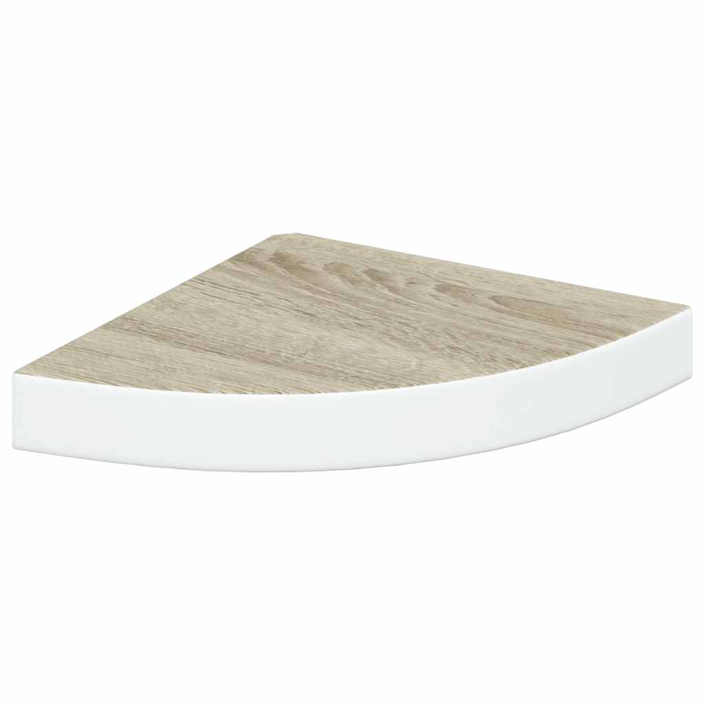 Eck-Schweberegale 4 Stk. Eichen-Optik und Weiß 25x25x3,8 cm MDF
