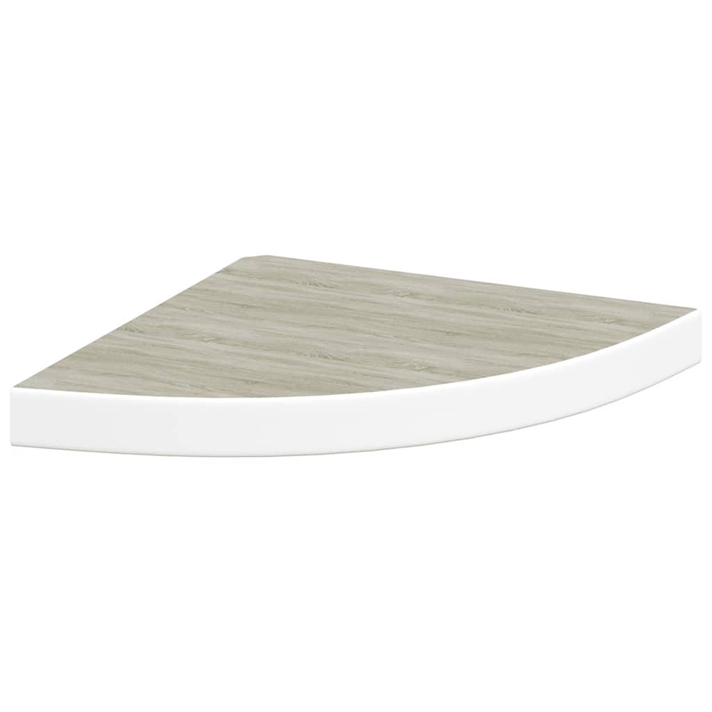 Eck-Schweberegal Eichen-Optik und Weiß 35x35x3,8 cm MDF