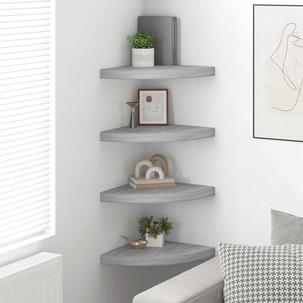 Eck-Schweberegale 4 Stk. Betongrau 35x35x3,8 cm MDF