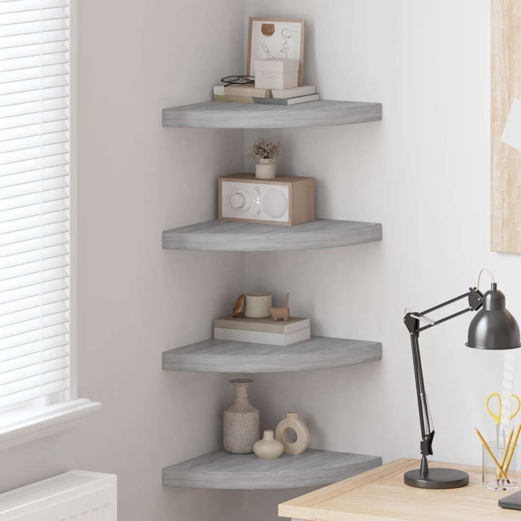 Eck-Schweberegale 4 Stk. Betongrau 35x35x3,8 cm MDF