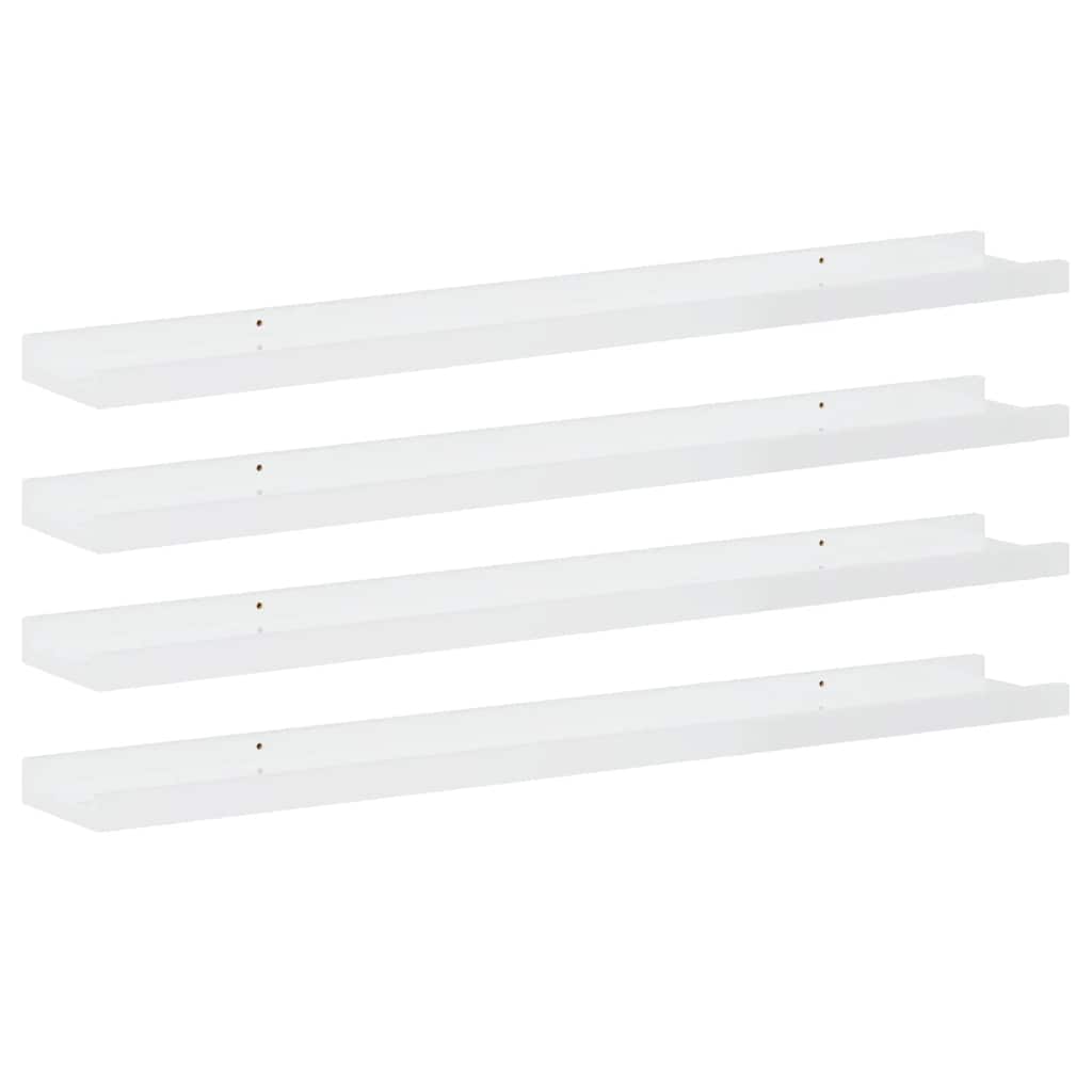 Wandregale 4 Stk. Hochglanz-Weiß 80x9x3 cm