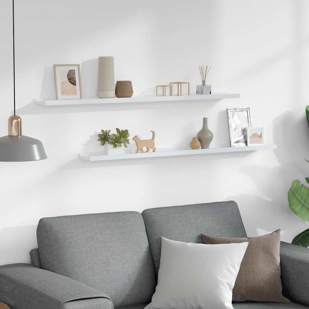 Wandregale 2 Stk. Weiß 100x9x3 cm