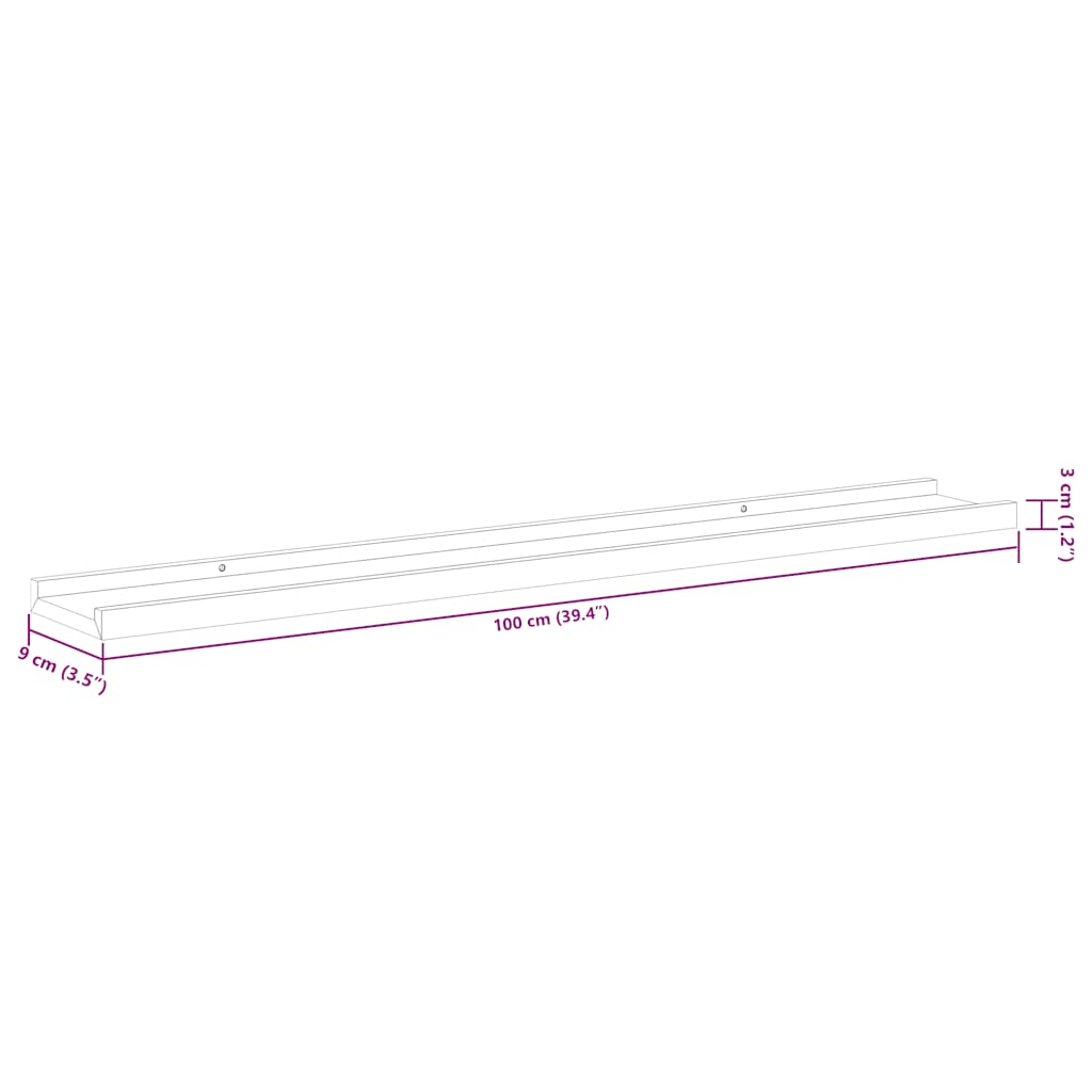 Wandregale 4 Stk. Weiß 100x9x3 cm