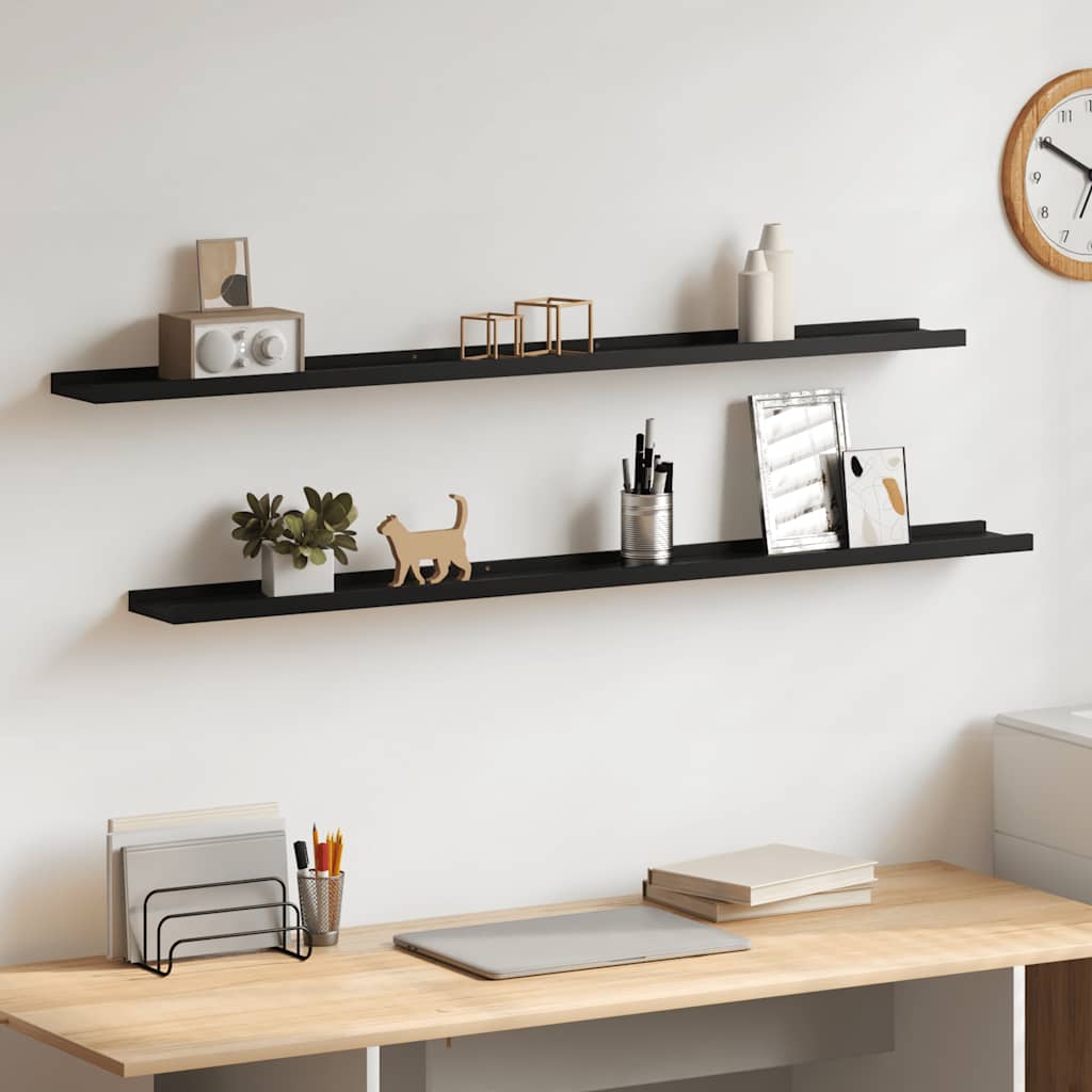 Wandregale 2 Stk. Schwarz 115x9x3 cm