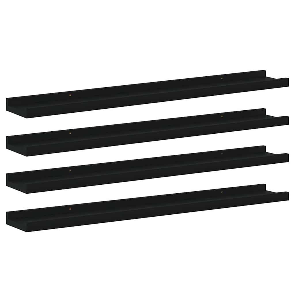 Wandregale 4 Stk. Schwarz 80x9x3 cm