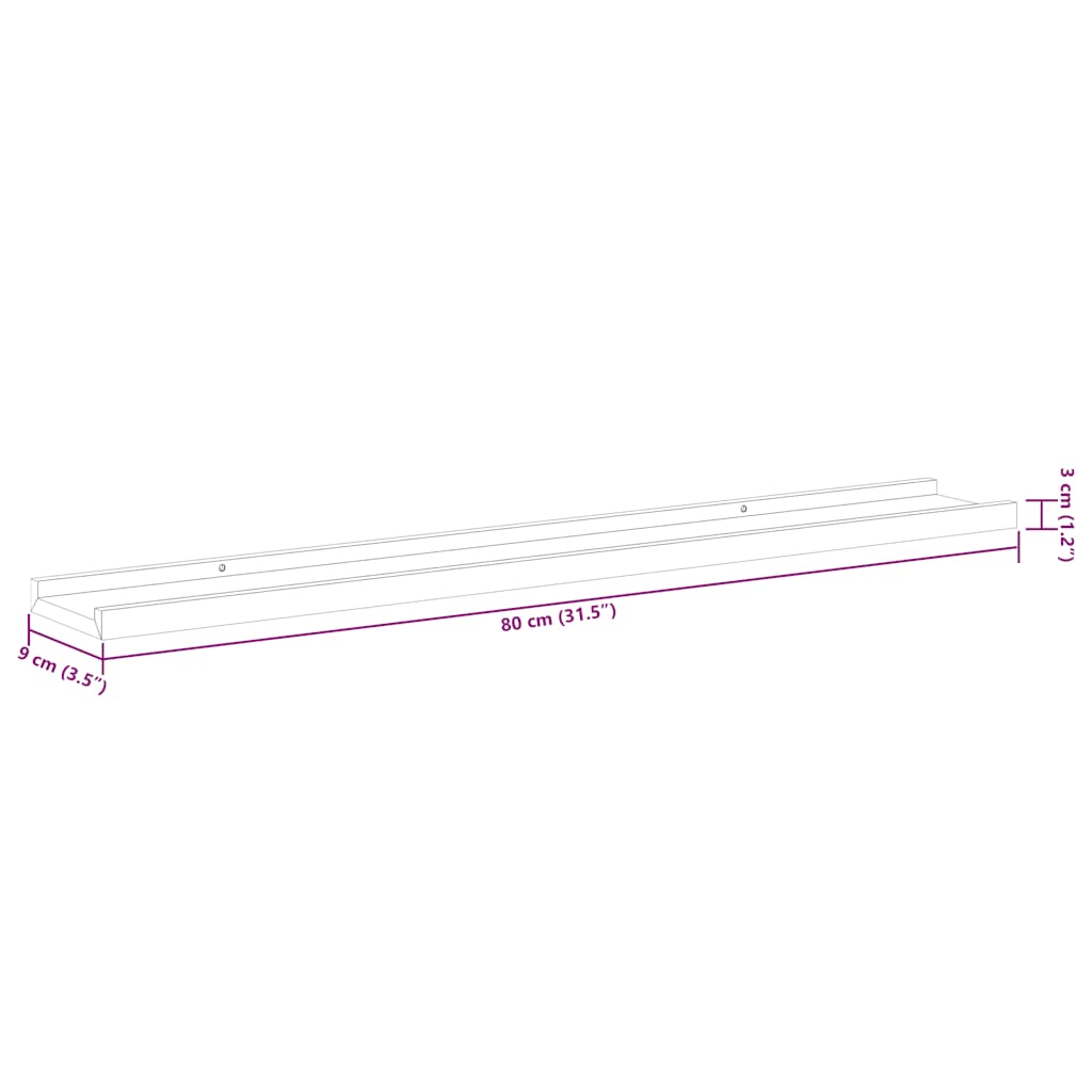 Wandregale 4 Stk. Schwarz 80x9x3 cm
