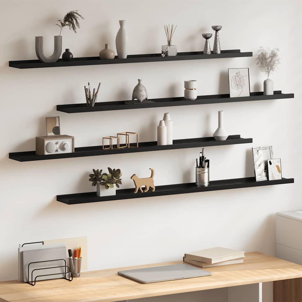 Wandregale 4 Stk. Schwarz 115x9x3 cm