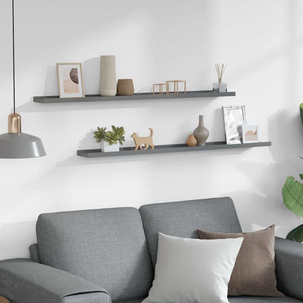 Wandregale 2 Stk. Grau 100x9x3 cm
