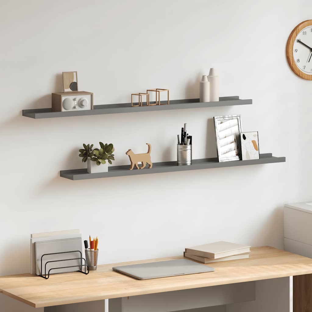 Wandregale 2 Stk. Grau 100x9x3 cm