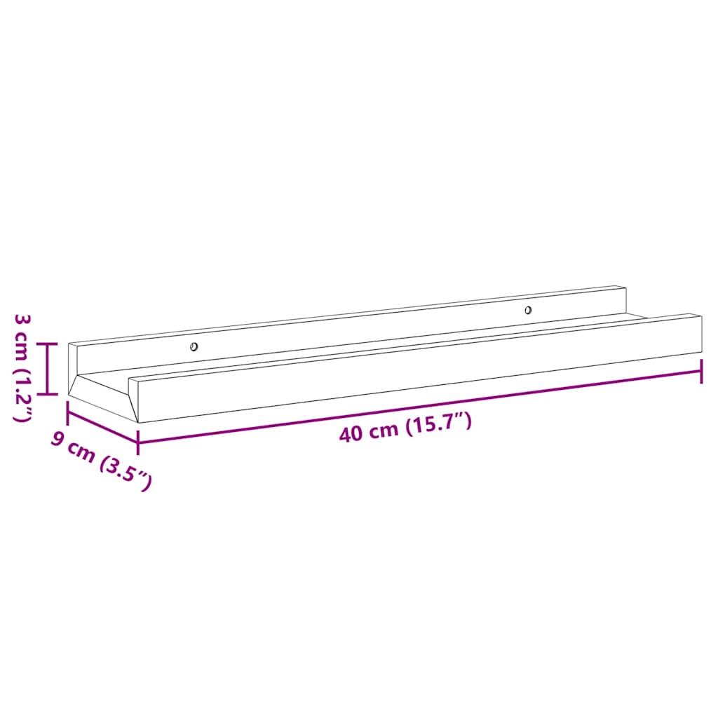 Wandregale 4 Stk. Grau 40x9x3 cm