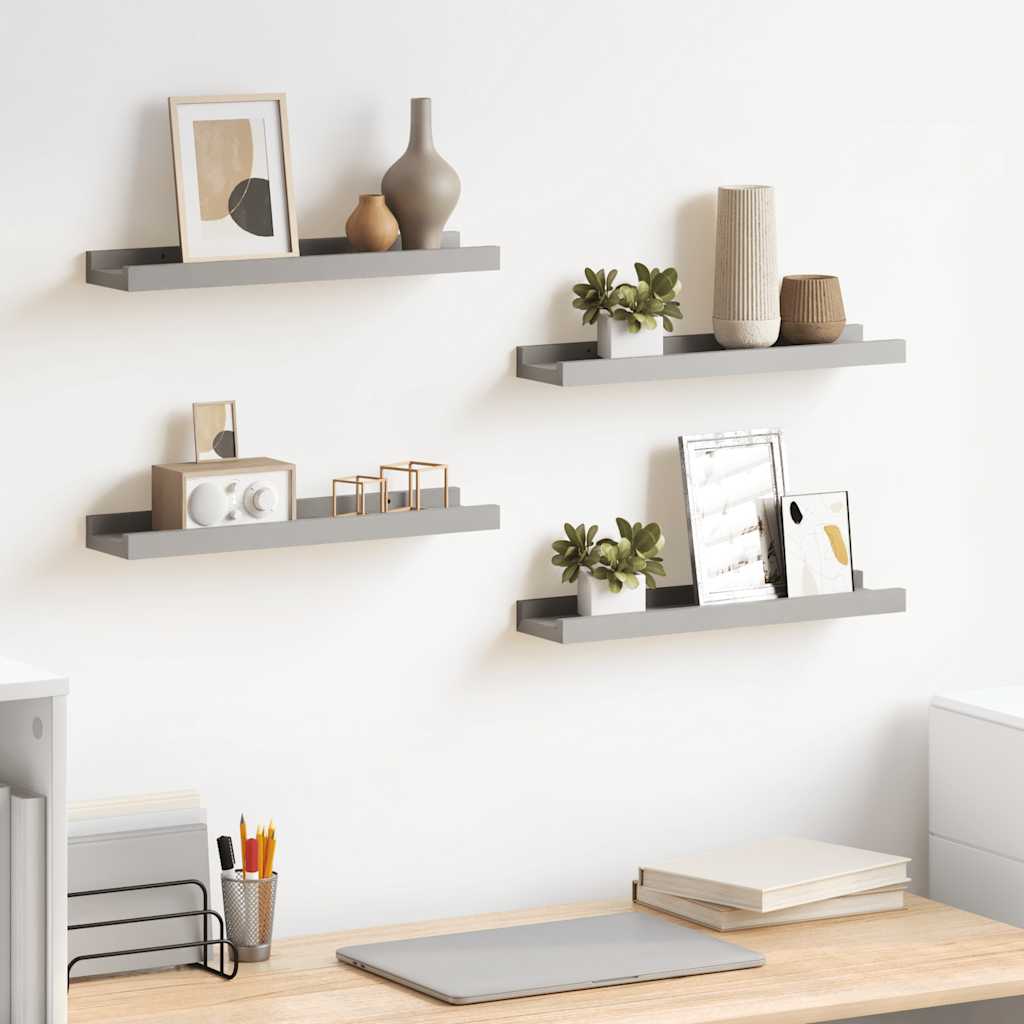 Wandregale 4 Stk. Grau 40x9x3 cm