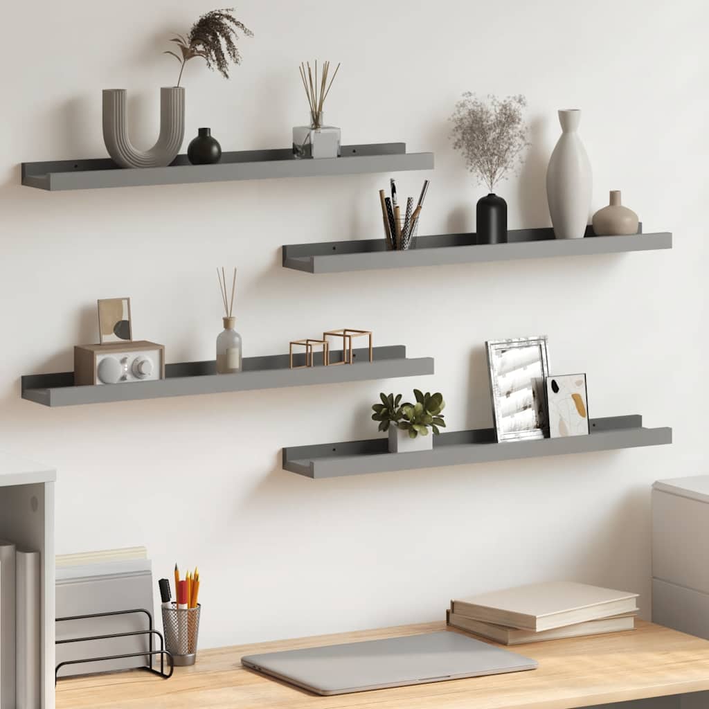 Wandregale 4 Stk. Grau 60x9x3 cm