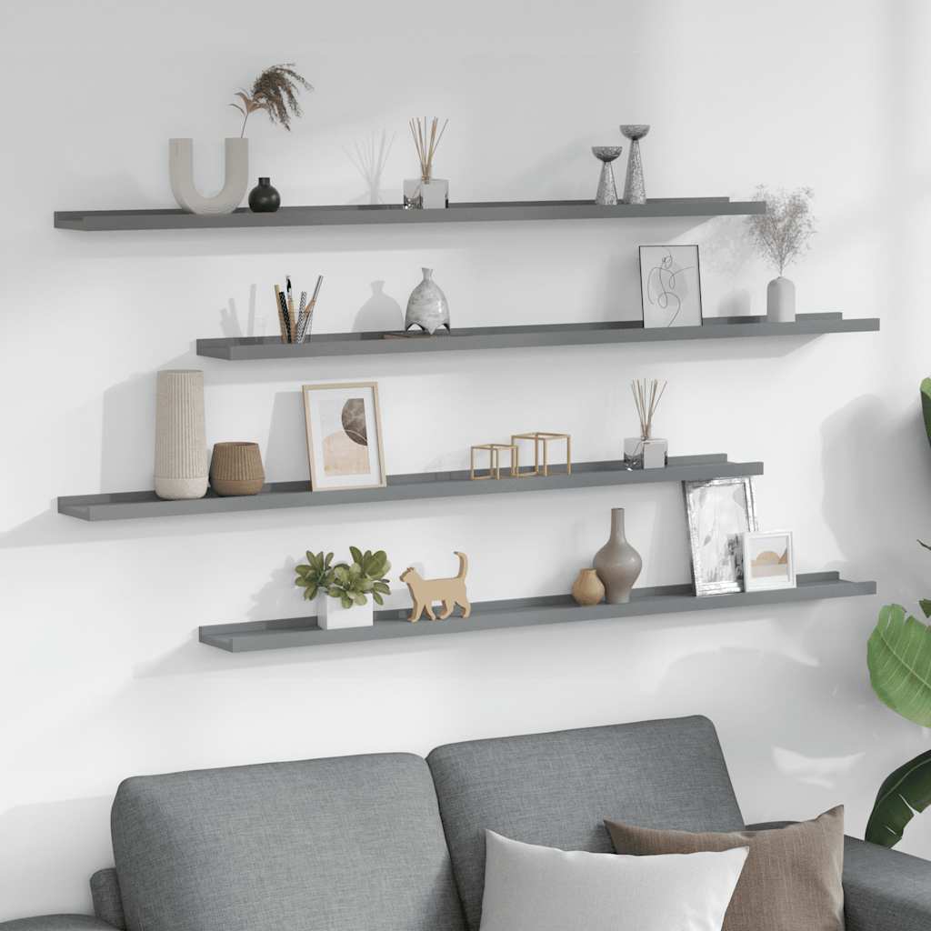Wandregale 4 Stk. Grau 115x9x3 cm