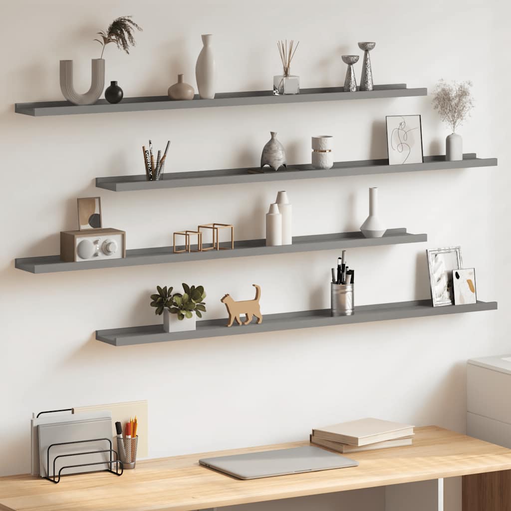 Wandregale 4 Stk. Grau 115x9x3 cm