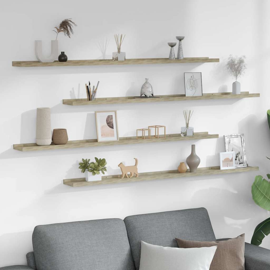 Wandregale 4 Stk. Sonoma-Eiche 115x9x3 cm