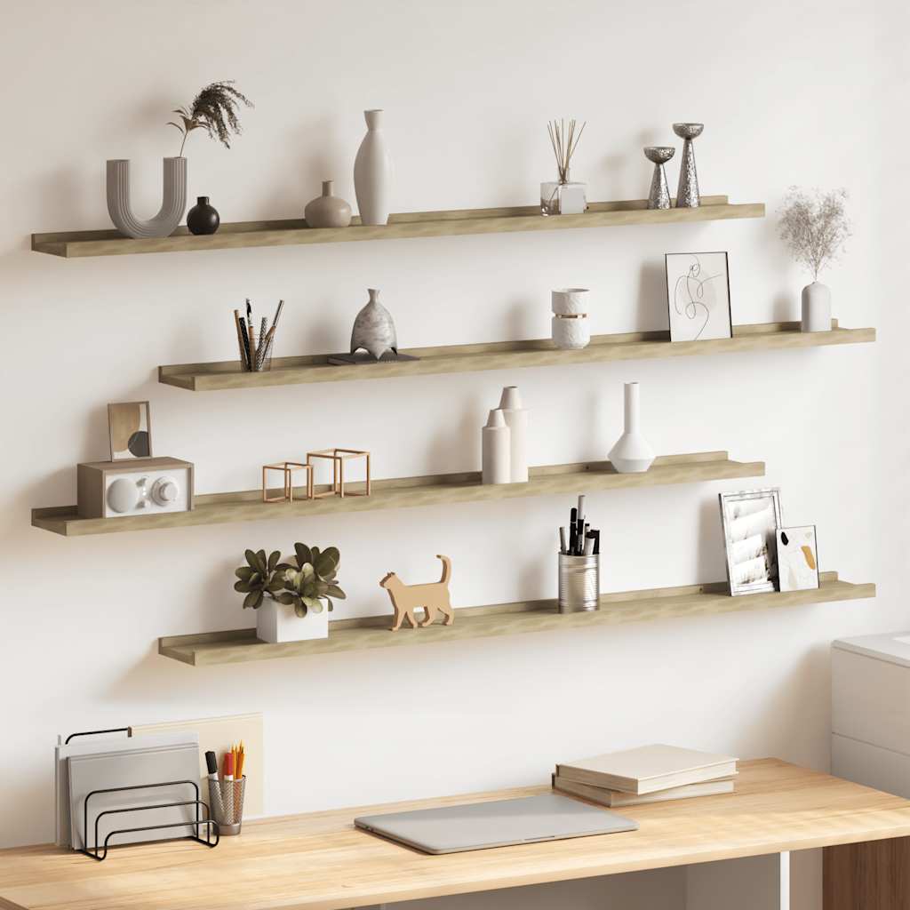 Wandregale 4 Stk. Sonoma-Eiche 115x9x3 cm