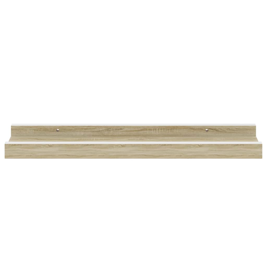 Wandregale 2 Stk. Weiß und Sonoma-Eiche 40x9x3 cm