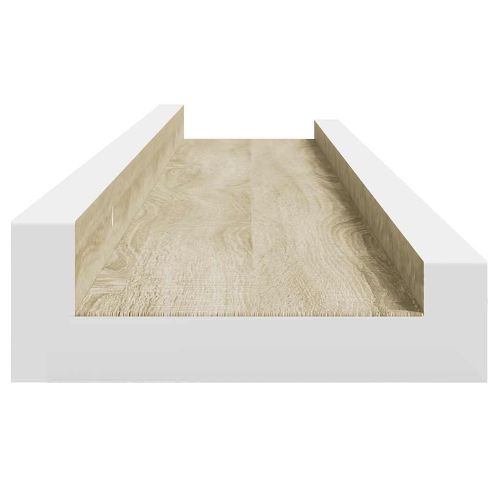 Wandregale 2 Stk. Weiß und Sonoma-Eiche 60x9x3 cm