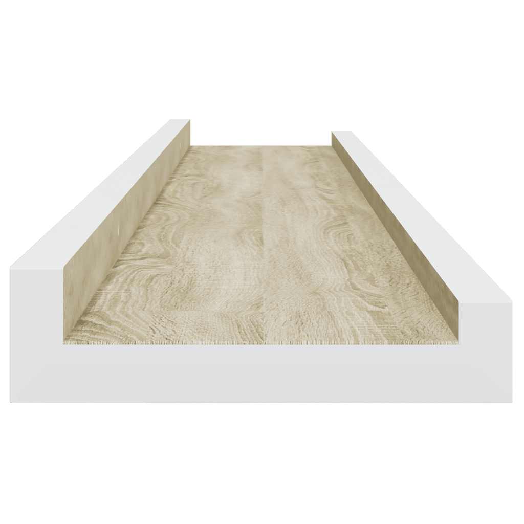 Wandregale 2 Stk. Weiß und Sonoma-Eiche 80x9x3 cm