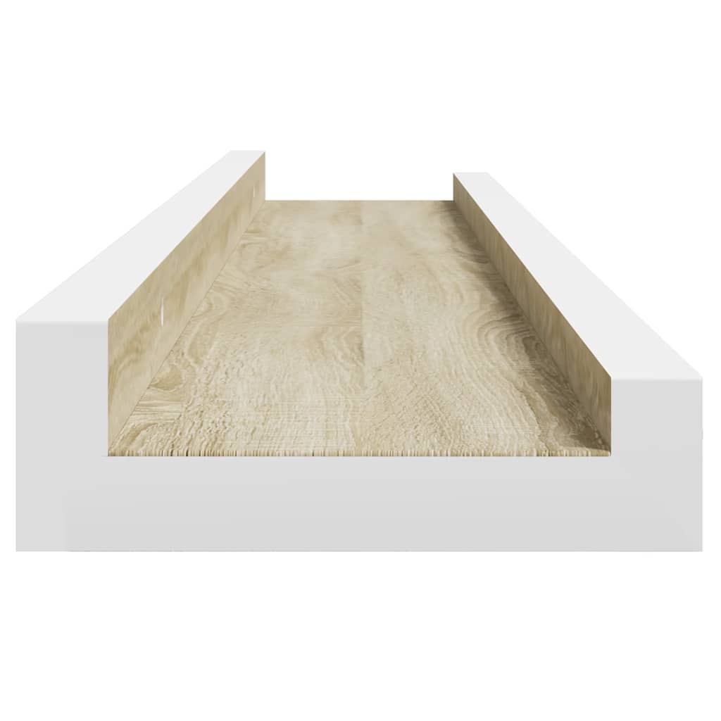 Wandregale 4 Stk. Weiß und Sonoma-Eiche 60x9x3 cm