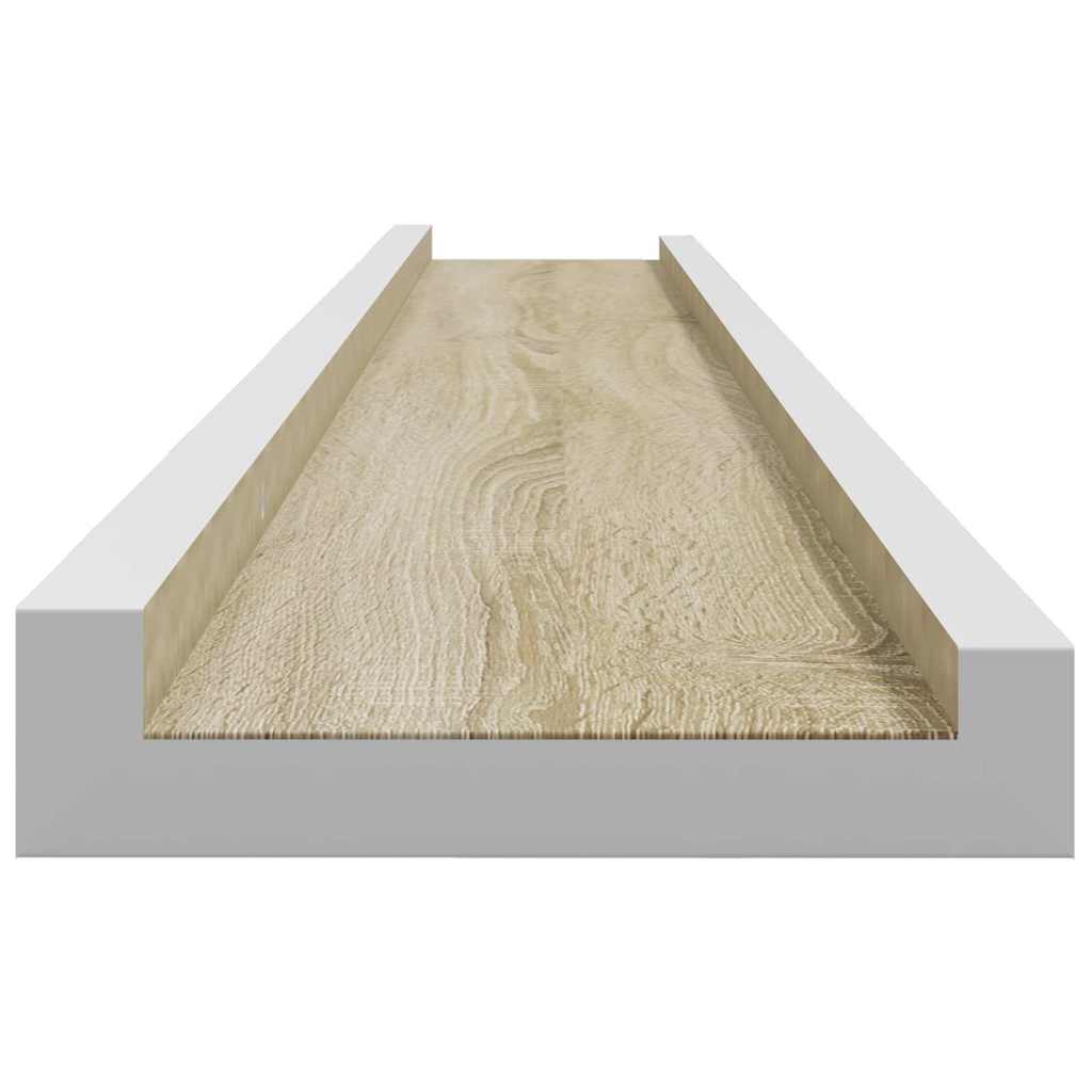 Wandregale 4 Stk. Weiß und Sonoma-Eiche 100x9x3 cm