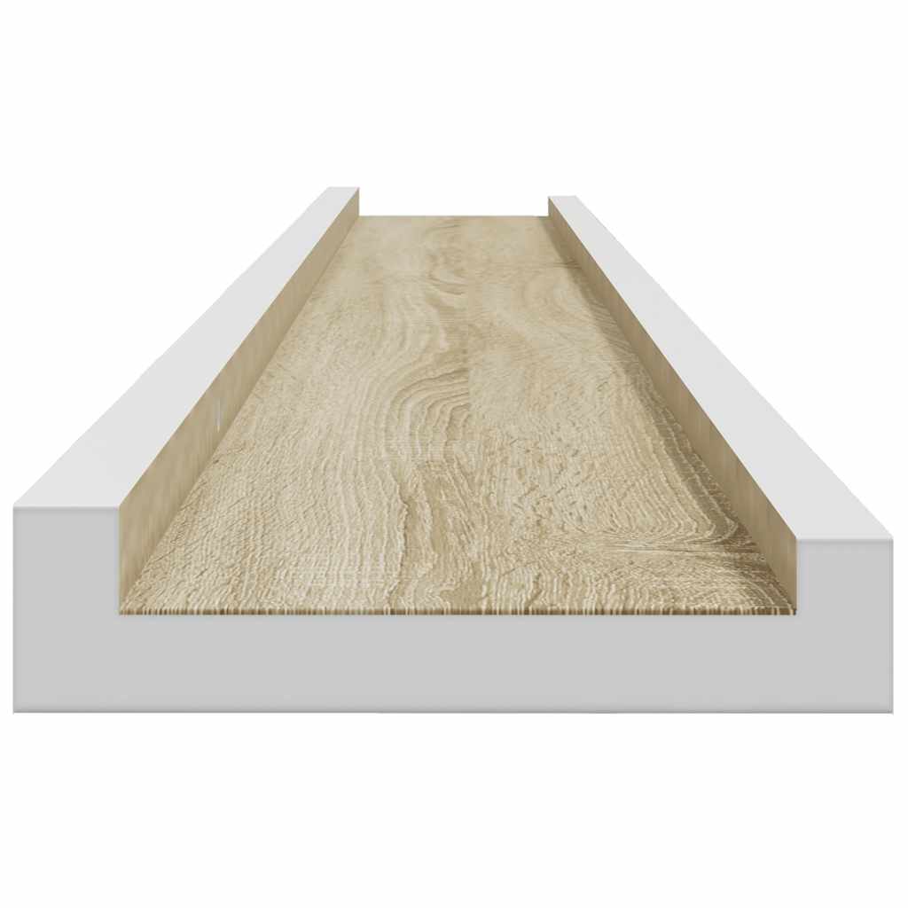 Wandregale 4 Stk. Weiß und Sonoma-Eiche 115x9x3 cm