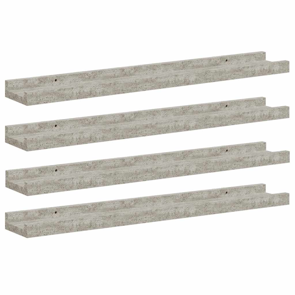 Wandregale 4 Stk. Betongrau 60x9x3 cm