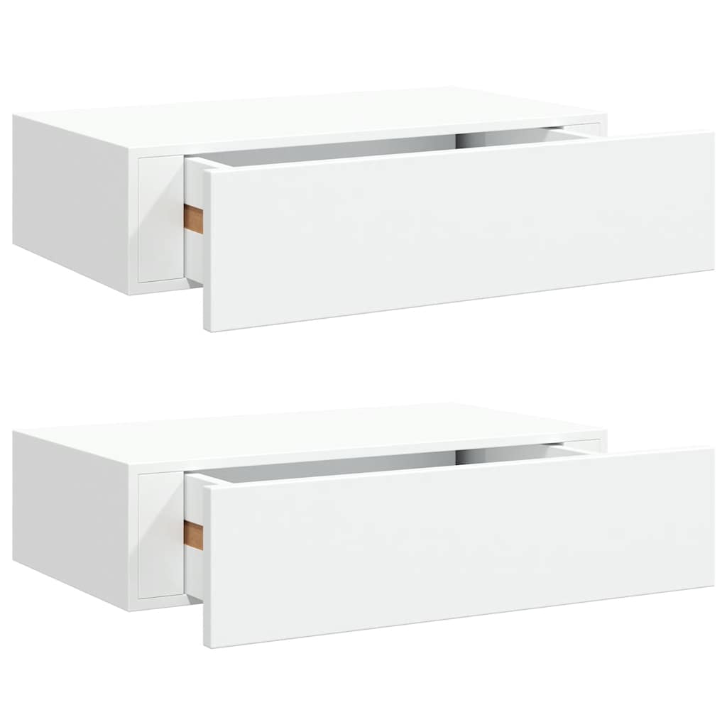 Wandregale mit Schubladen 2 Stk. Weiß 40x23,5x10 cm MDF
