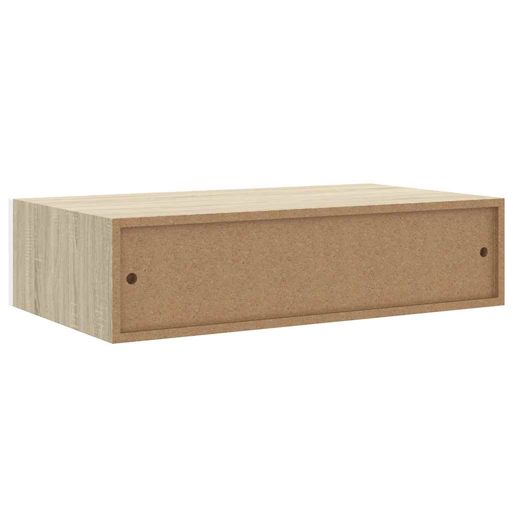 Wandregale mit Schubladen 2 Stk. Eichen-Optik Weiß 40x23,5x10cm