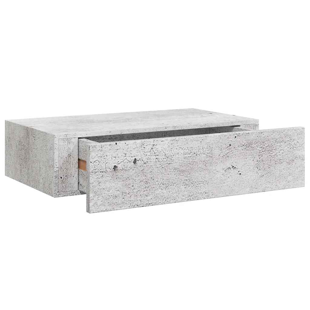 Wandregal mit Schublade Betongrau 40x23,5x10 cm MDF