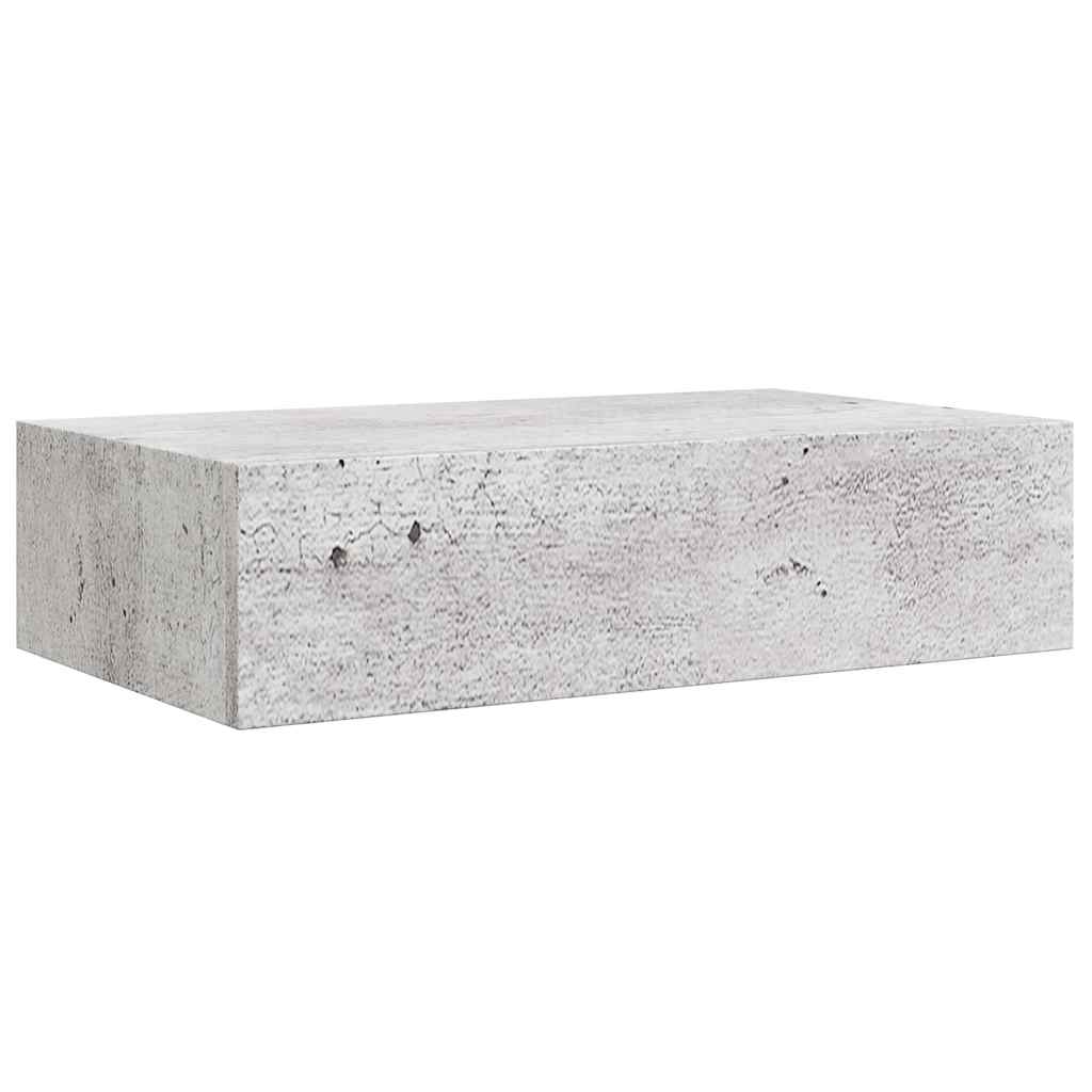 Wandregal mit Schublade Betongrau 40x23,5x10 cm MDF