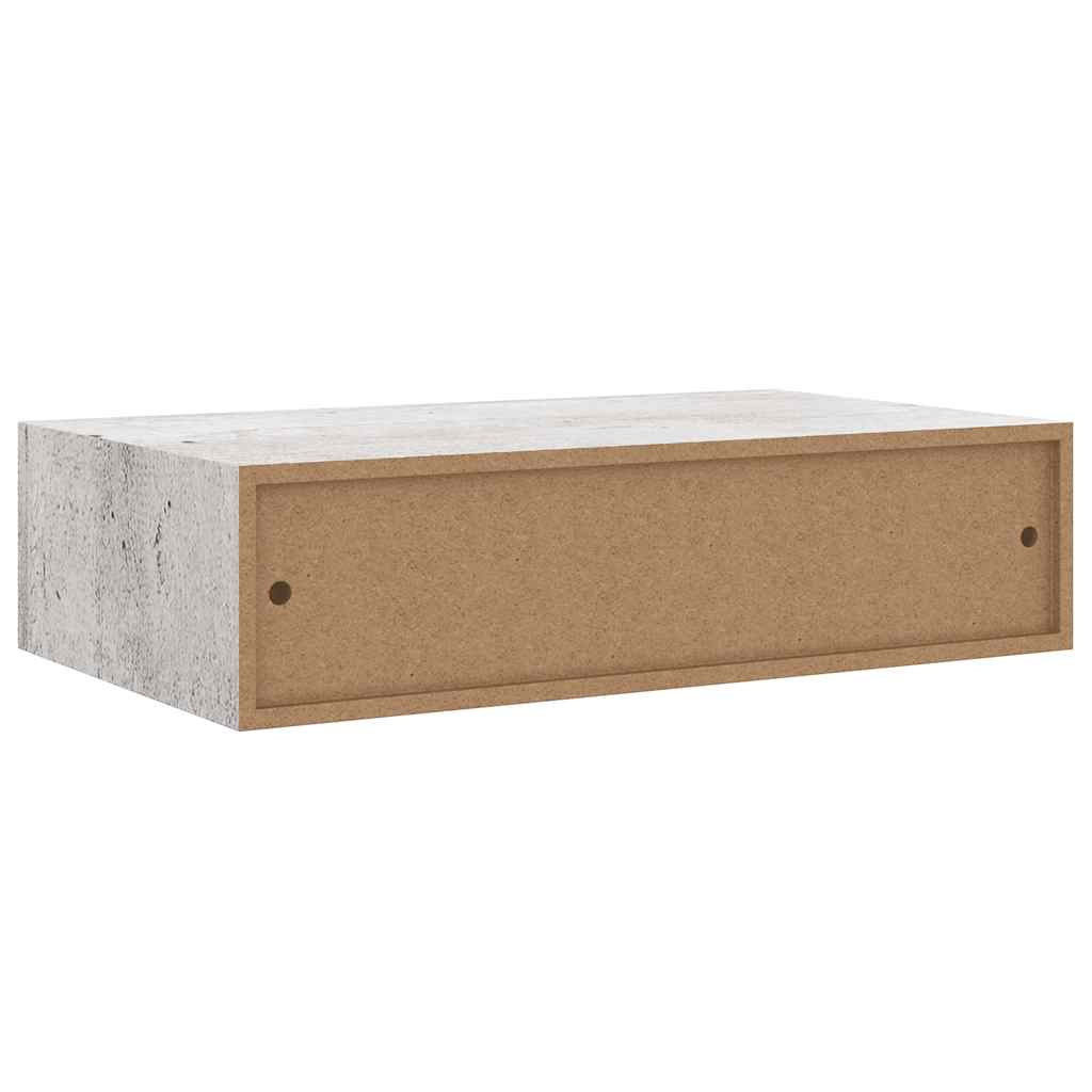 Wandregale mit Schubladen 2 Stk. Betongrau 40x23,5x10 cm MDF