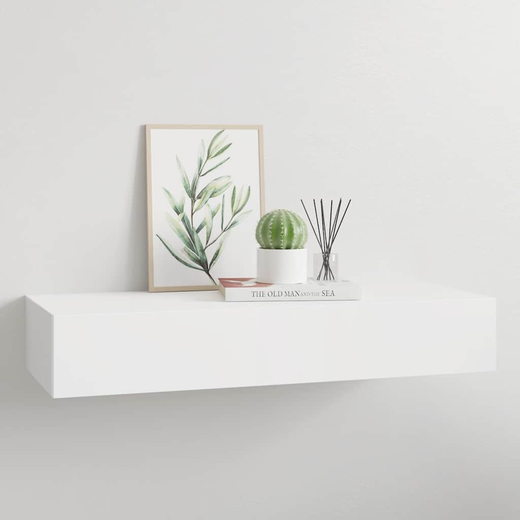 Wandregal mit Schublade Weiß 60x23,5x10 cm MDF