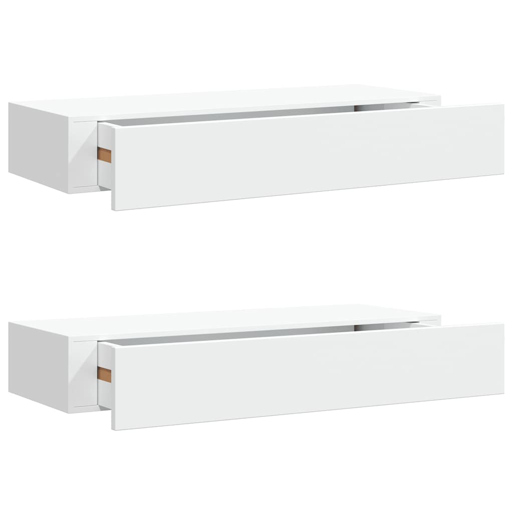 Wandregale mit Schubladen 2 Stk. Weiß 60x23,5x10 cm MDF