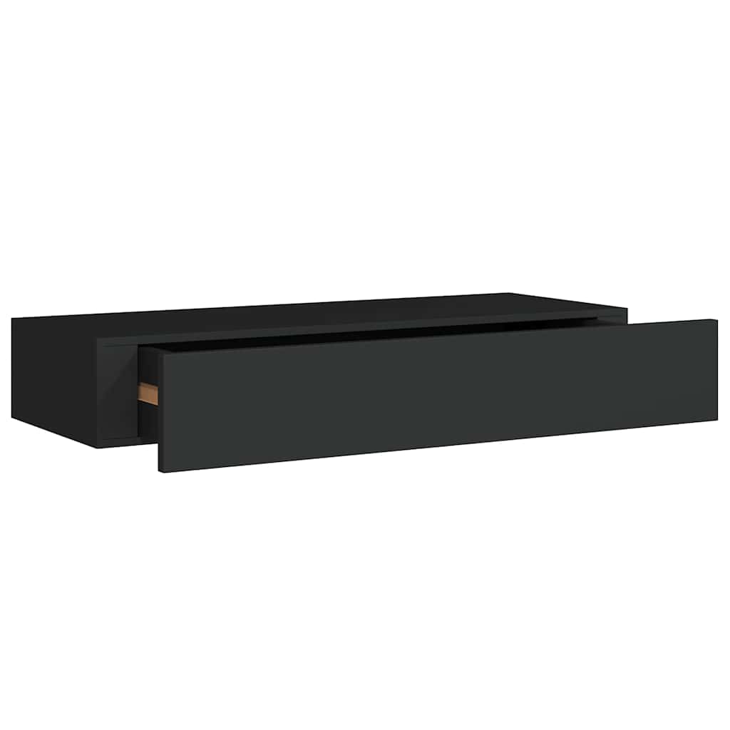 Wandregal mit Schublade Schwarz 60x23,5x10 cm MDF