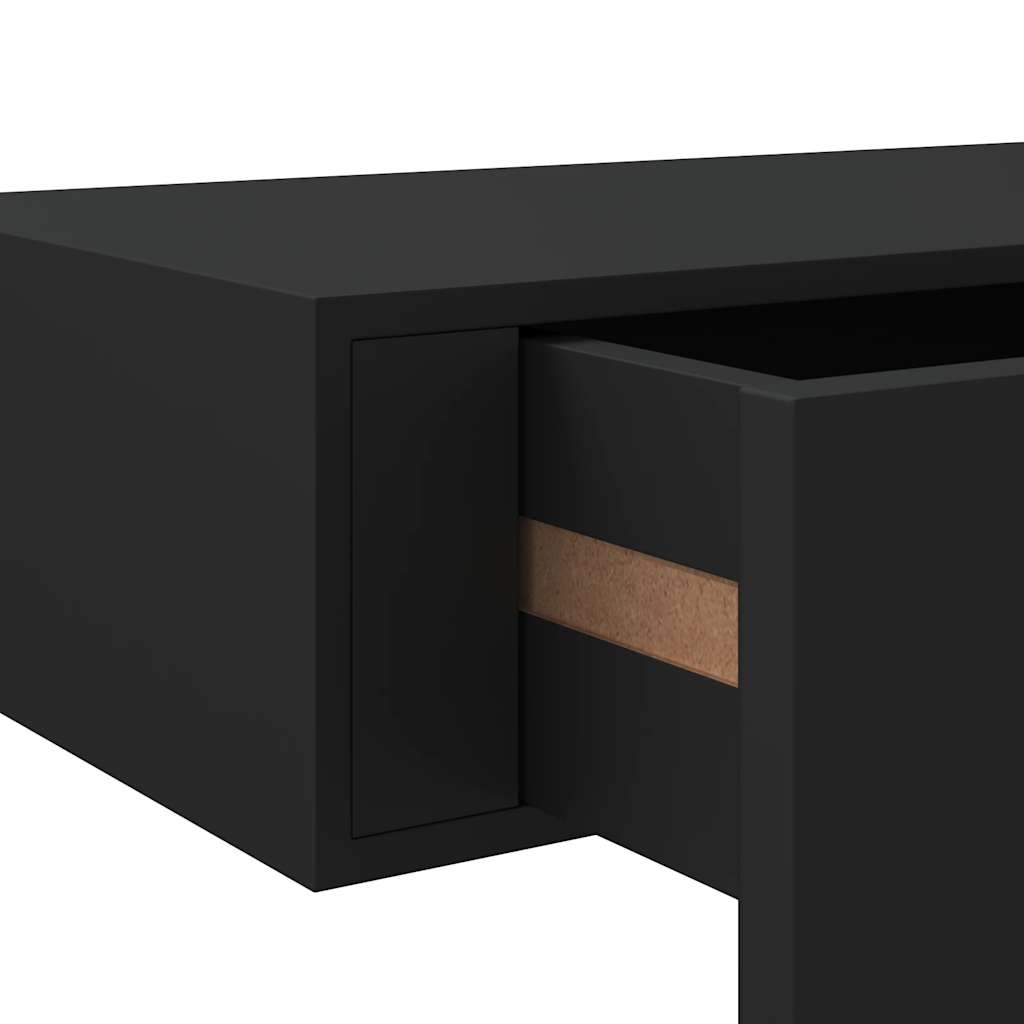 Wandregal mit Schublade Schwarz 60x23,5x10 cm MDF