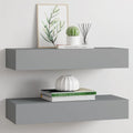 Wandregale mit Schubladen 2 Stk. Grau 60x23,5x10 cm MDF