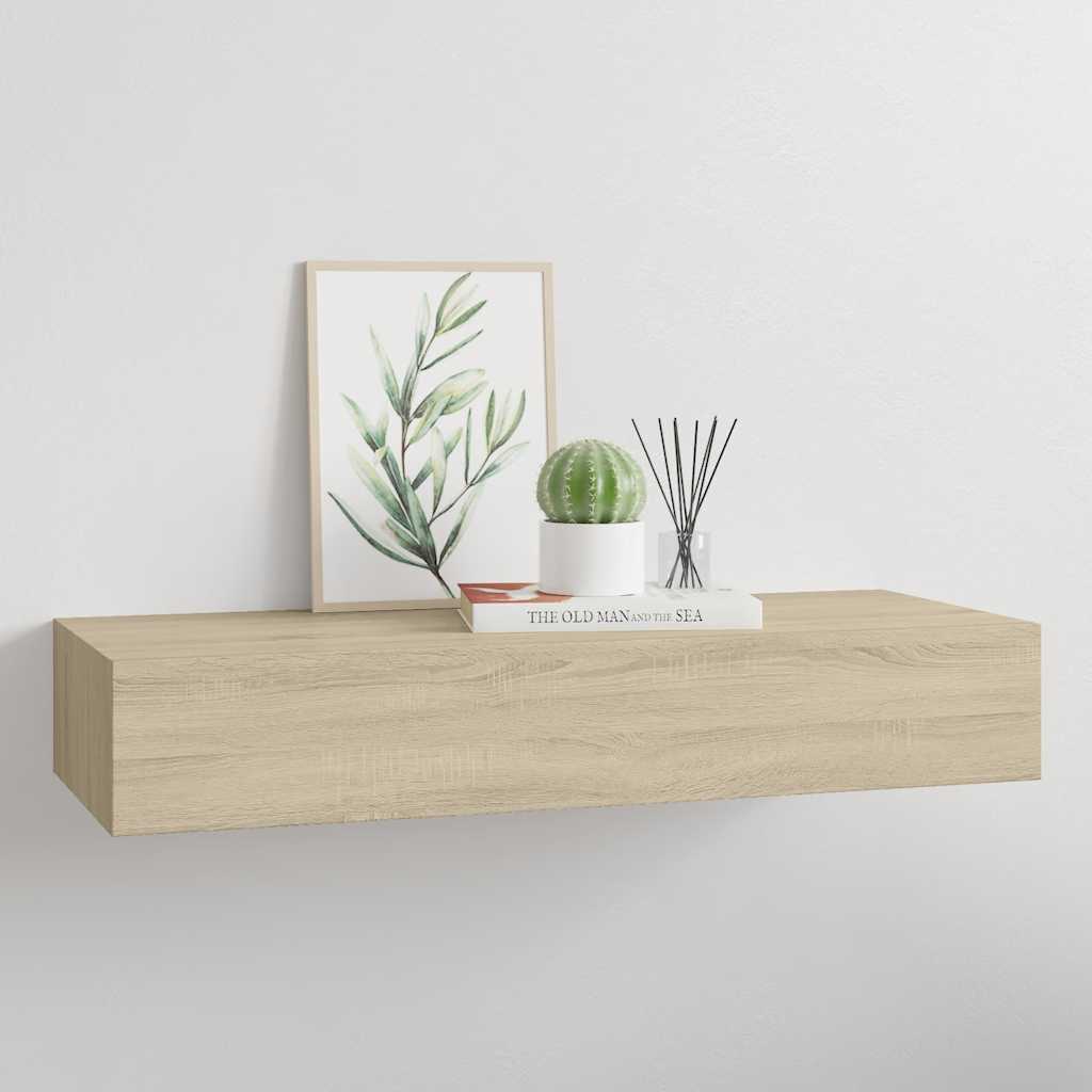 Wandregal mit Schublade Eichen-Optik 60x23,5x10 cm MDF